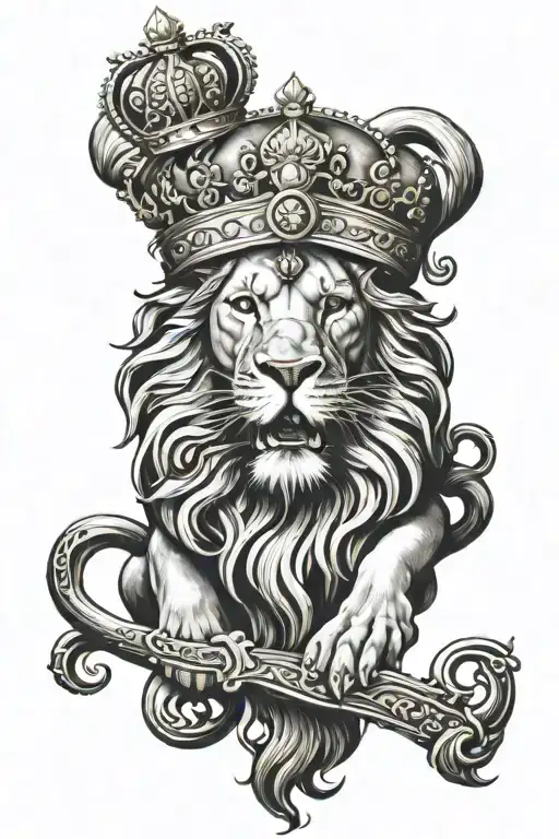 Lion With Crown And Sikh Khanda