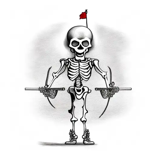 Skeleton Soldier Carrying Flag And Rifle Running Into Battle