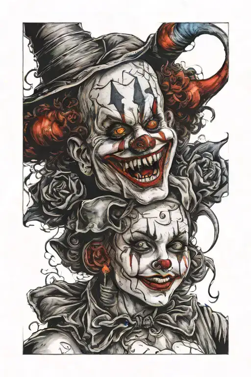 Evil Clown Pulling A Beautiful Woman Underground