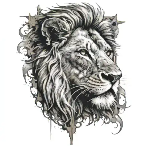 Lion Face In A Cross Incorporated Within