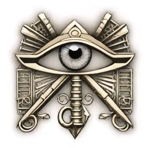 Egyptian Ankh Symbol Intertwined With Egyptian Eye