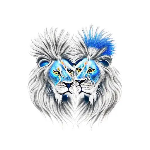 Three Blue Birds Nest In Lion Mane