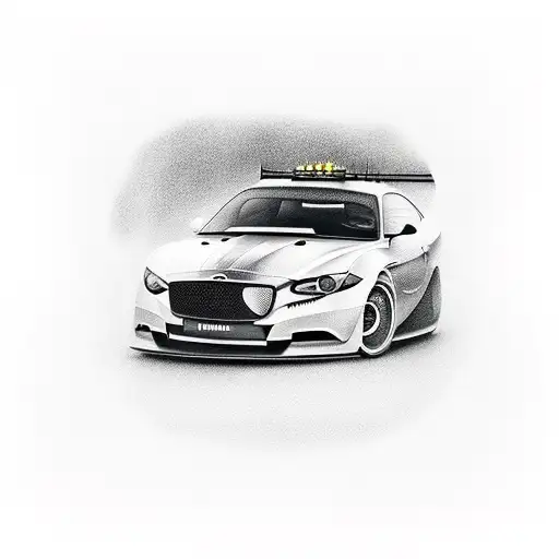 Realistic Black Car Racing Against A Stormy Sky