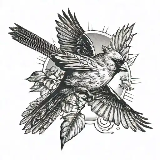 Cardinal Flying Under The Sun