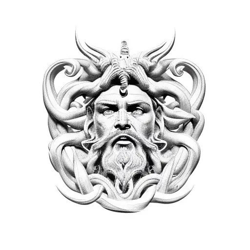Poseidon Vector Black And White