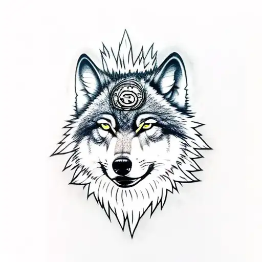 Dark Wolf Face With Naruto Headband