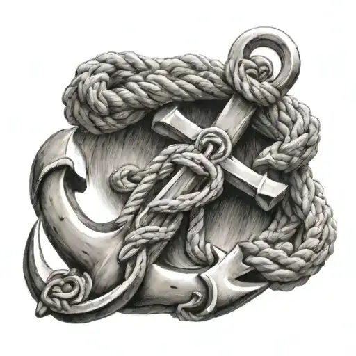 Anchor And Rope Tied