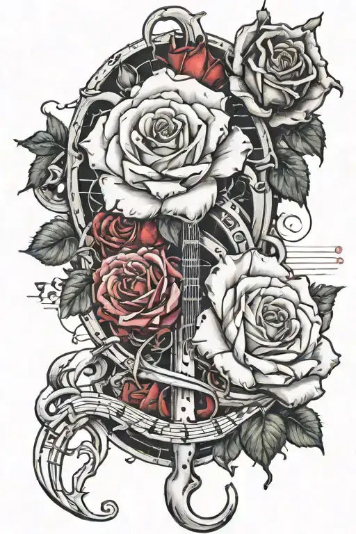 Bloody Roses And Thornes Wrapped Around Music Scale