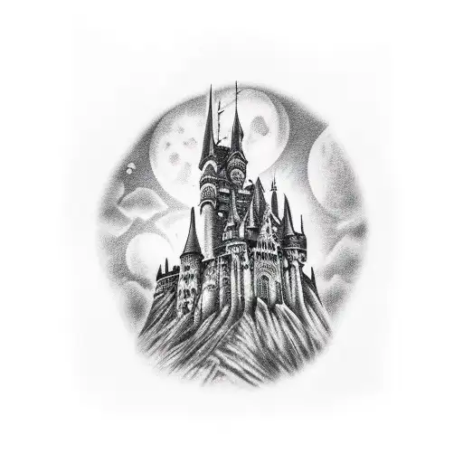 Scary Gothic Dark Castle Moonlight