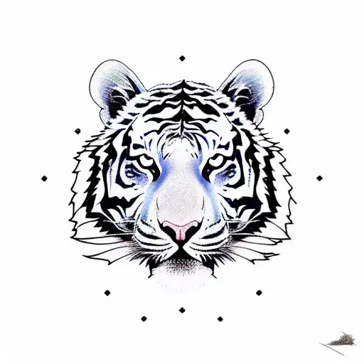 Color Tiger Surrounded By A Variety Of Exotic Plants And Flowers