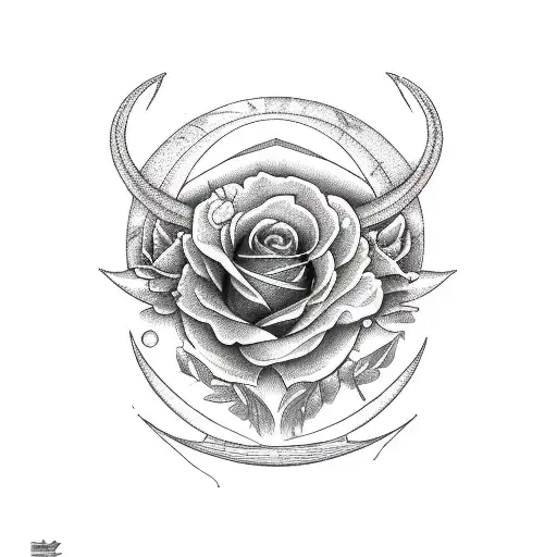 Capricorn With Moon And Roses
