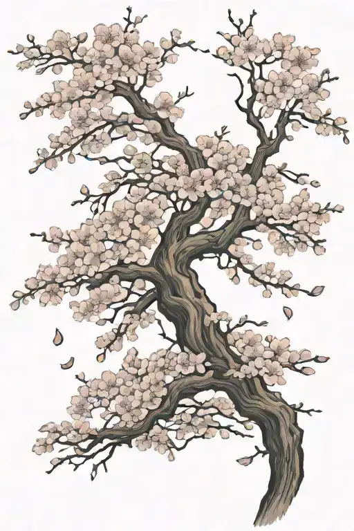 Cherry Blossom Tree With Falling Petals