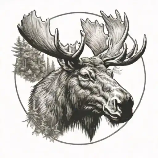 Moose Head In A Circle