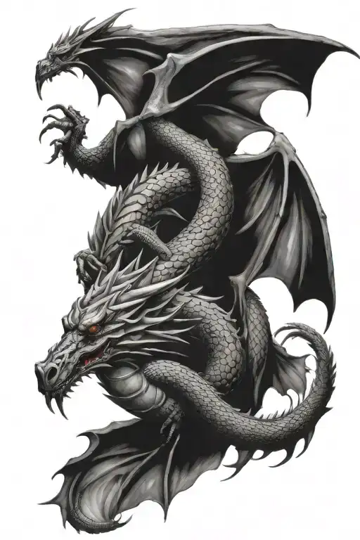 Dragon And Moon Intertwined