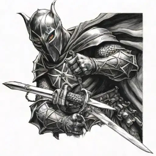 Dark Midevil Knight Holding Sword