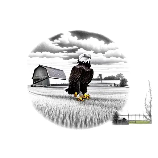 Eagle With Farm Scenes