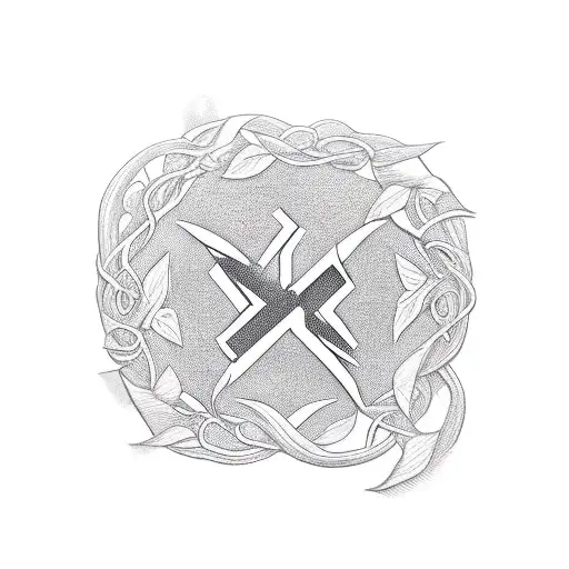 Vines On Hand With The Symbol Of Double X In It