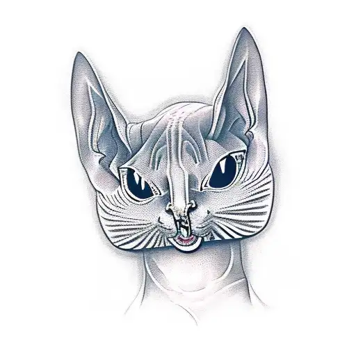 Sphinx Cat With Egyptian Hieroglyphs