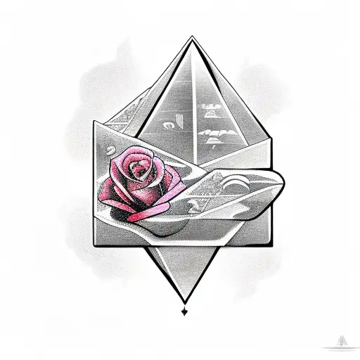 Pyramid With Rose Wraping With Egyptian Hieroglyphs