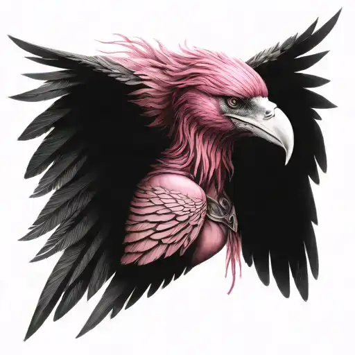 Pink Raven Wings Warrior Woman