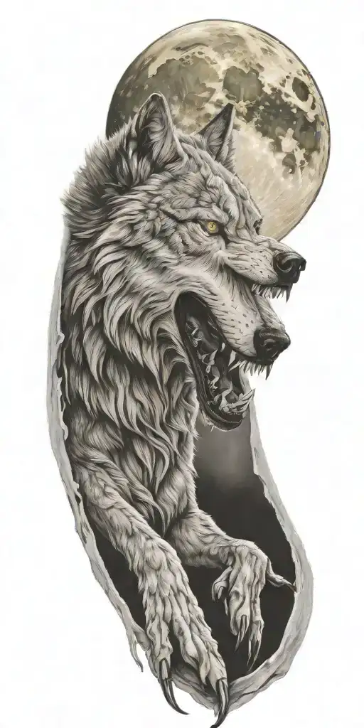 Fenris Wolf Biting Moon