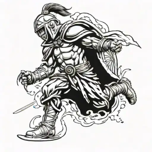 Sparting Warrior Kicking