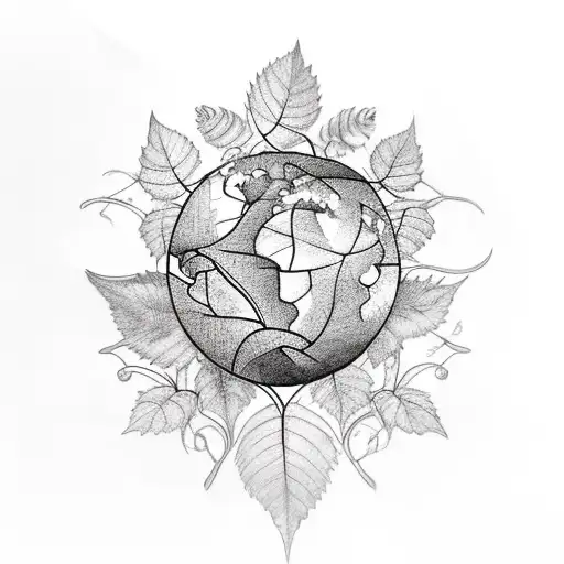 Vines And Leaves With An Interwoven Symbol For Earth