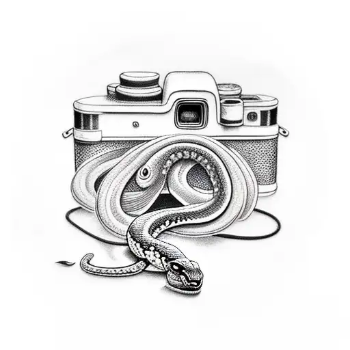 Vintage Camera With A Snake Wrapped Around It