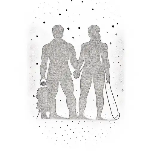 Silhouett Man And Child With Space In The Background