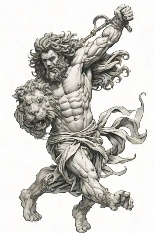 Greek God Hercules With Lion Head