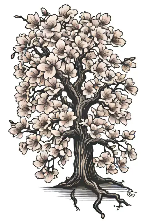 Cherry Blossom Tree With Falling Petals