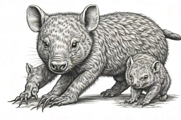 Baby Wombat Adult Wombat Playing