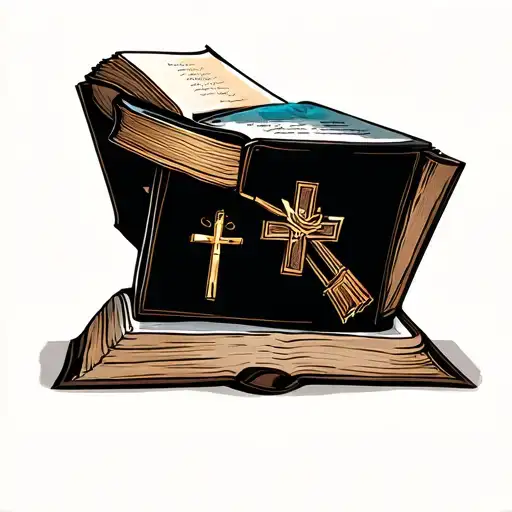 Religious Tattoo With Bible And Light