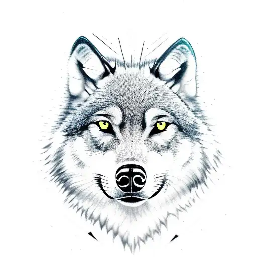 A Wolf Hiding In The Dark Of A Dog House Opening