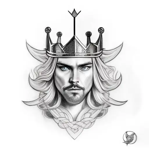 Norse Goddess Wearing A Crown On Mans Inner Forearm