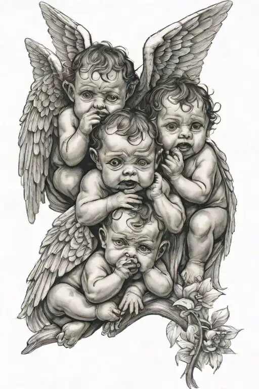 Three Cute Baby Angels See No Evil Speak No Evil Hear No Wvil