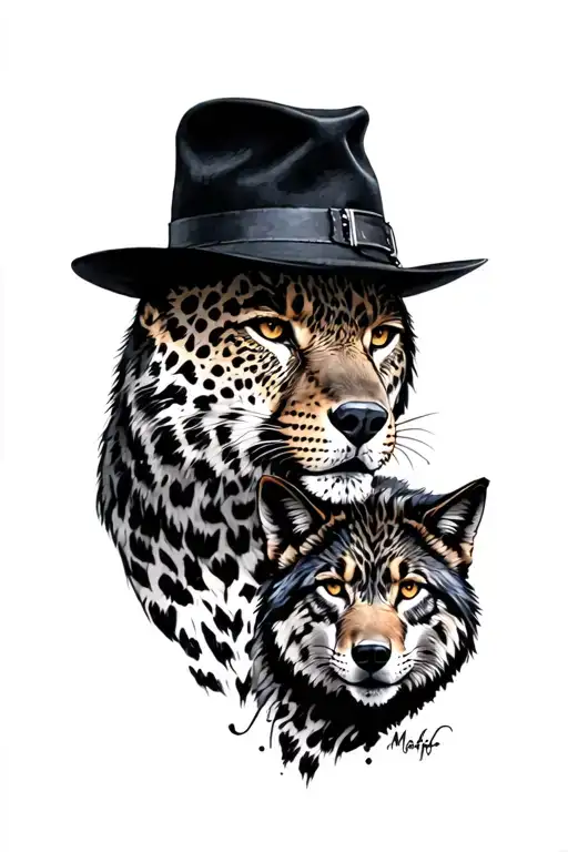 Mafia Scene And Black Leopard And Wolf And Fedora Hat