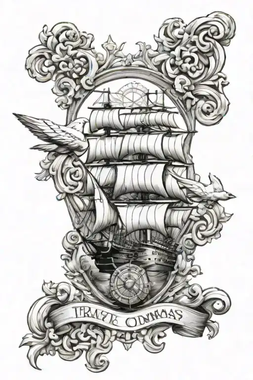 Travel Compas Ship Family Crest