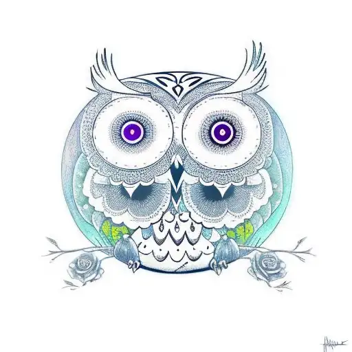 Day Of The Dead Owl With Hour Glass As Its Body