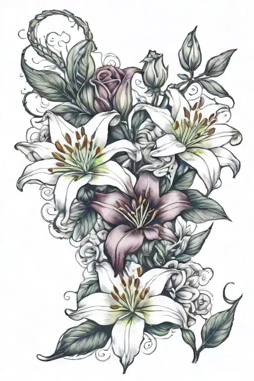 Lily And Rose With Color