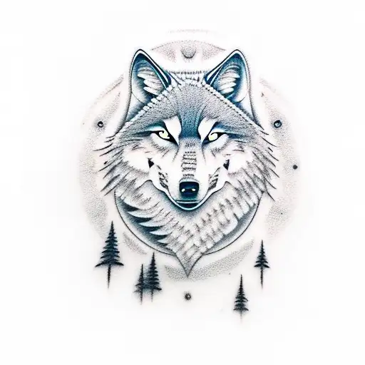 Incorporate A Wolf Howling At The Moon With Gaming Symbols