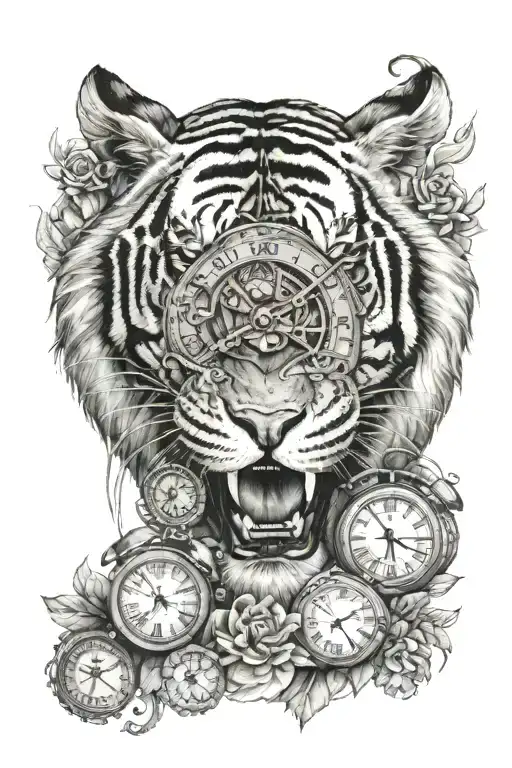 Ares Tiger And Clock Face
