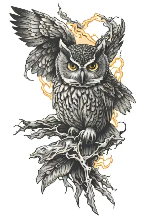 Owl With Lighting Bolt