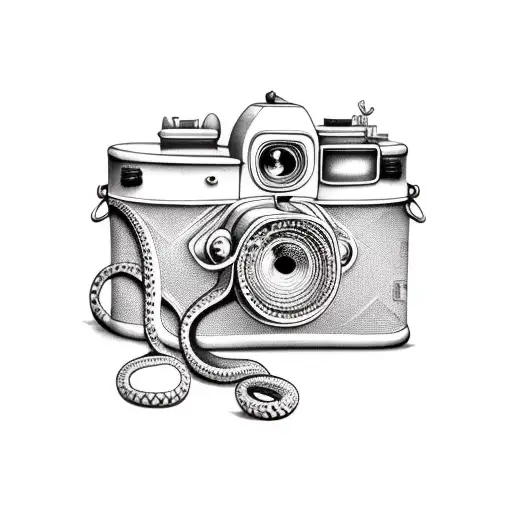 Vintage Camera With A Snake Wrapped Around It