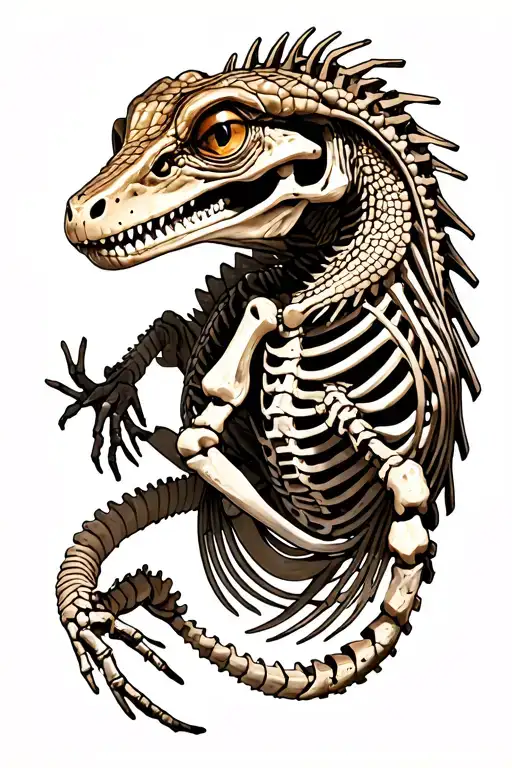 Skeleton Lizard With Gears In The Joints