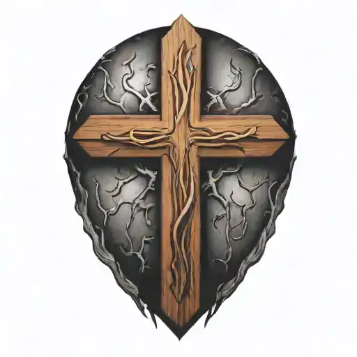 Hyper Realistic Wooden Cross With Light Bursting Out From The Middle