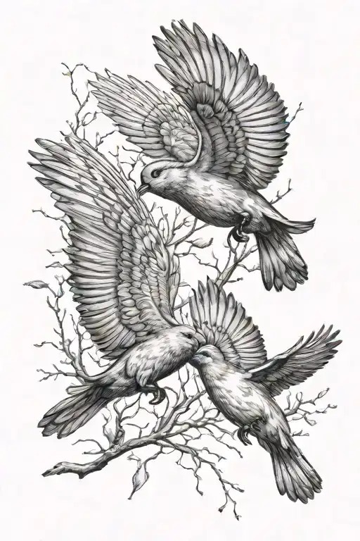 Two Bird Flying Away