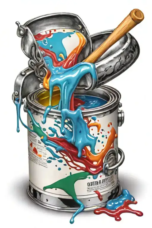 Rainbow Paint Being Poured From A Paint Can