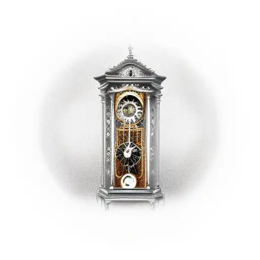 Grandfather Clock With Red Roman Numerals