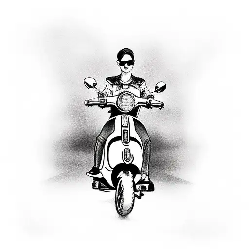 Riding A Vespa Whit Future Background